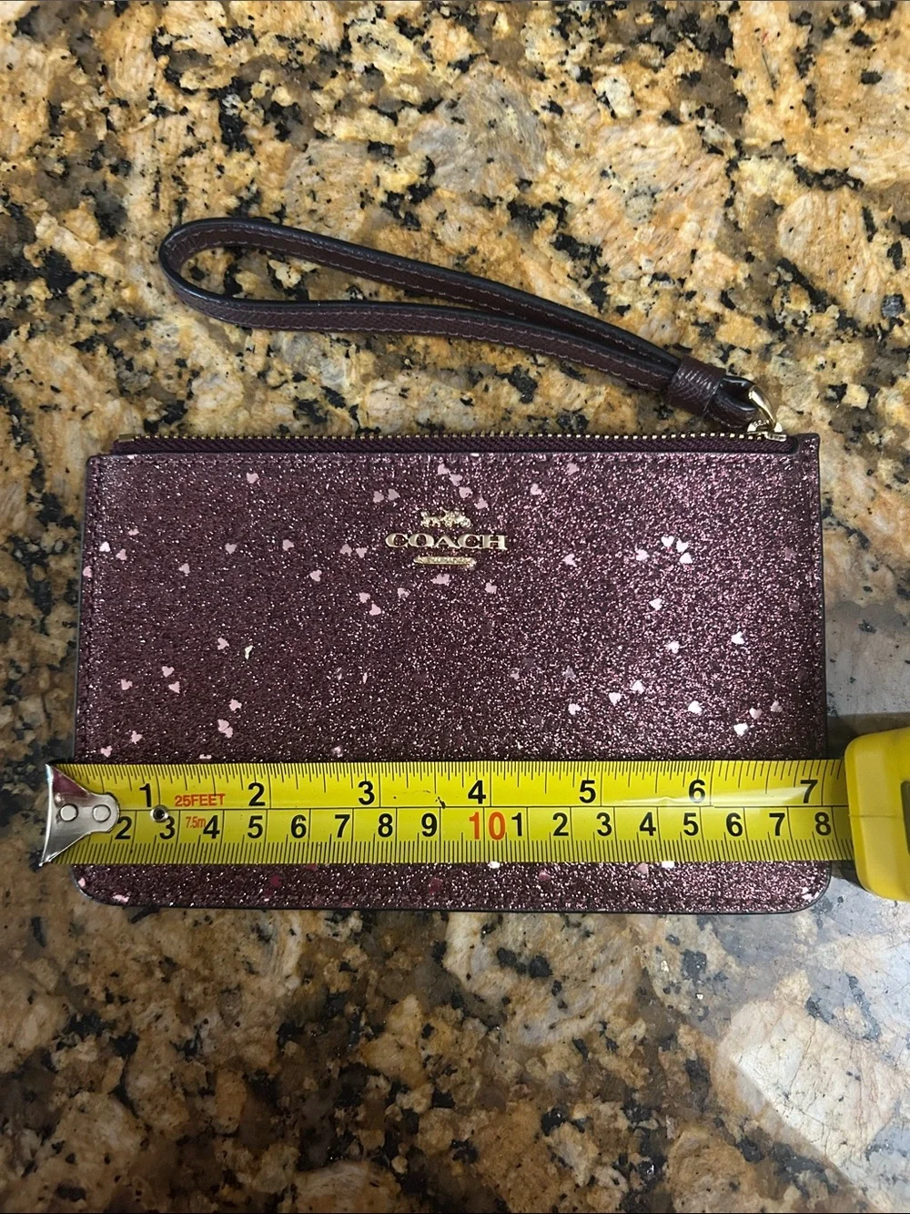 COACH Glitter Wristlet Pouch in Plum Sparkle